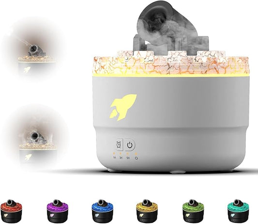 Cannon Humidifiers with Timer for Bedroom, Cannon Aromatherapy Humidifier Diffuser, Essential Oil Aromatherapy Machine with Colorful LED Lights, Small Home Desktop (White)