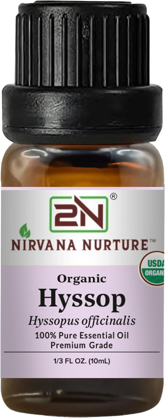 Hyssop Essential Oil, USDA Certified Organic, 100% Pure Undiluted, Aromatherapy Oil for Diffuser, Hair & Skin Care
