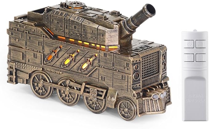 Vintage Train Essential Oil Diffuser, 300ml Retro Train Quiet Aromatherapy Diffuser and Humidifier with Dual Color LED Light & 2 Mist Modes, Creative Home Decor & Gifts