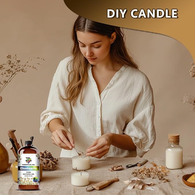 Chamomile Essential Oil - GV77ZF Chamomile Oils for Diffusers, Humidifiers, DIY Candles, Soap, Cleaning, Home, Office, Yoga, Massage, Gifts - 8 fl oz (240 ml)