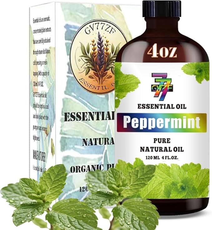 Peppermint Essential Oil - GV77ZF Peppermint Oils for Diffusers, Humidifiers, DIY Candles, Soap, Cleaning, Home, Office, Yoga, Massage, Gifts - 4 fl oz (120 ml)