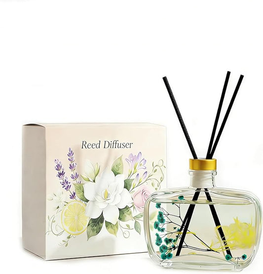 Reed Diffuser, Lavender Scented No Flame Air Freshener for Home, 100ml Long-Lasting Essential Oil Diffuser with Natural Reed Sticks Freesia, Safe for Bedroom, Office, Bathroom