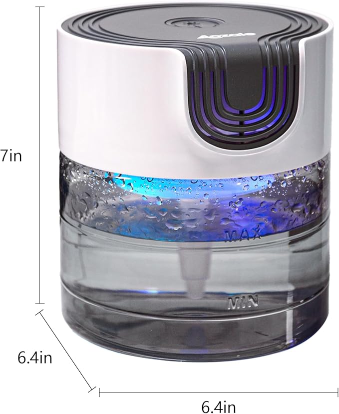 Aozale Water Air Revitalizer & Humidifier, Variable Speed Water-Based Air Cleaner & Aroma Diffuser with 7-Color LED Light – for Home, Pet Odors, Smoke & Relaxing White Noise
