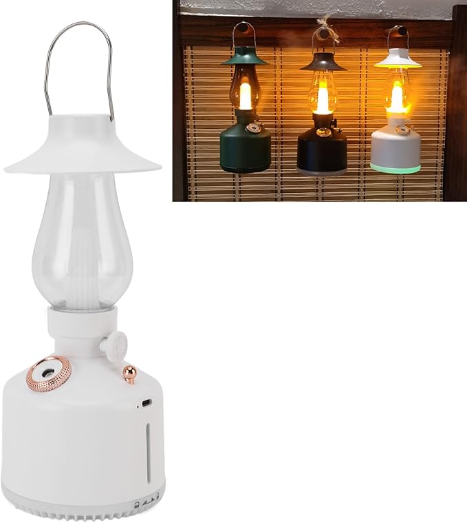 Vintage Humidifier, Essential Oil Diffuser, USB Rechargeable, Portable Lamp Humidifier, for Home Bedroom Camping (White)
