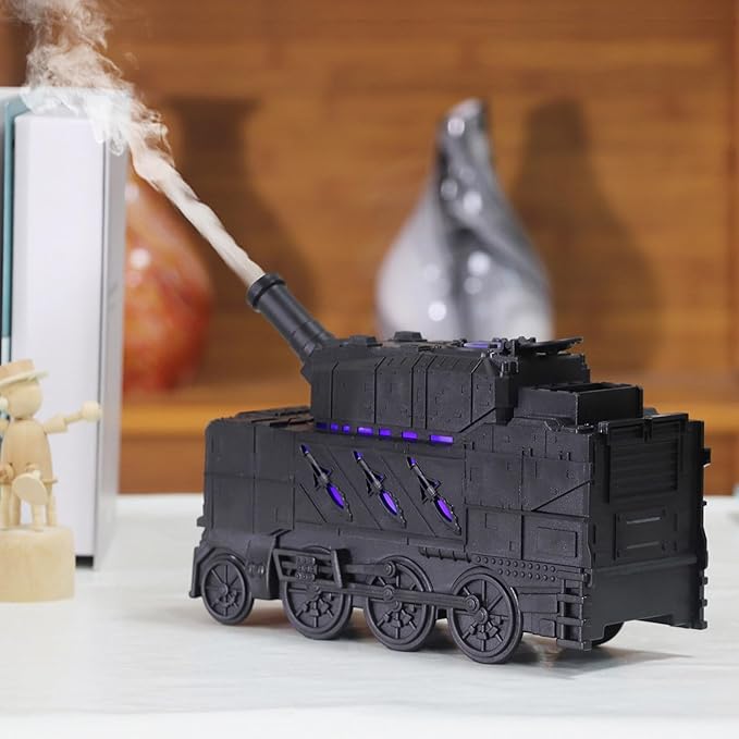 300ml Train Humidifier Aroma Diffuser Christmas Essential Oil Diffuser Vintage steam Dual Mist Modes Cool Mist Air Desktop(Black)