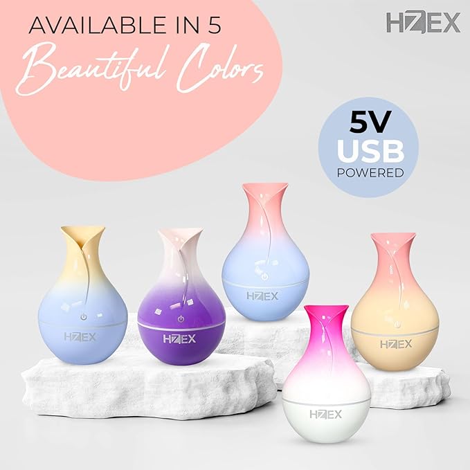 HZEX Spiral Essential Oil Diffuser with 7 Color Changing Lights and 5V USB Cable for Home Office, 130ml Mist Humidifier Silent Aroma Diffusers, Variant Colors (Orchid)