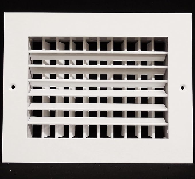 HVAC Premium 8''w X 6''h Aluminum Double Deflection Adjustable Air Supply HVAC Diffuser - Full Control Vertical/Horizontal Airflow Direction - Vent Duct Cover [Outer Dimensions: 9.6''w X 7.6''h]