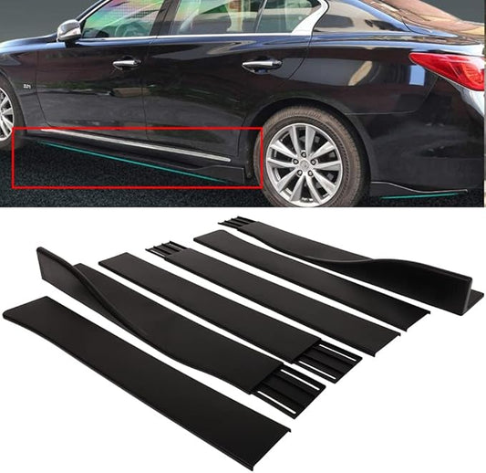 SCITOO Matte Black Universal 6PCS Side Skirt Left Right Rocker Splitters Winglet Canard Diffuser