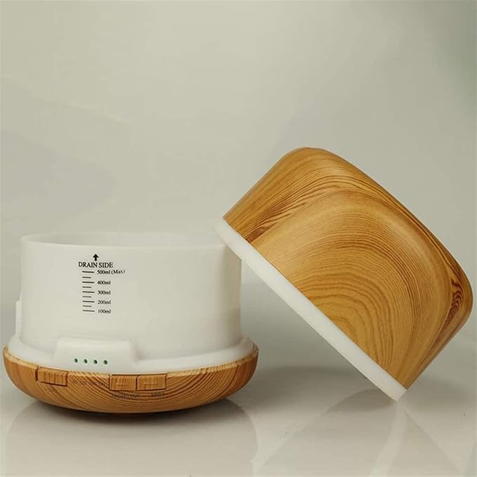 Premium 500ML Essential Oil Diffuser Aromatherapy Humidifier Large Capacity Coverage Area for Home Room Office Long Run Timer Lights Kids Baby Wood Grain