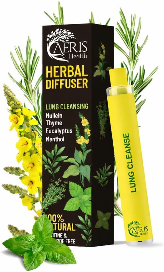 Mullein Aromatherapy Herbal Diffuser Pen – Plant-Based Aromatherapy Device | Natural Blend with Mullein, Thyme, Eucalyptus & Menthol | Refreshing Clean Aroma | No Artificial Additives