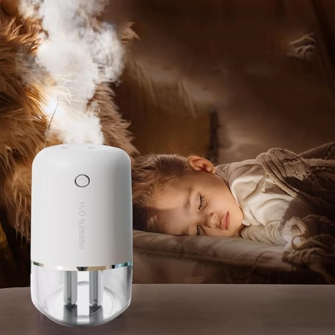 Cool Mist Humidifiers USB Desktop Humidifier with Night Light with 3 Mist Modes Low Energy Home Easy to Clean,for & Essential Oil Diffuser 360 Rotation Nozzle(Snowflake White)