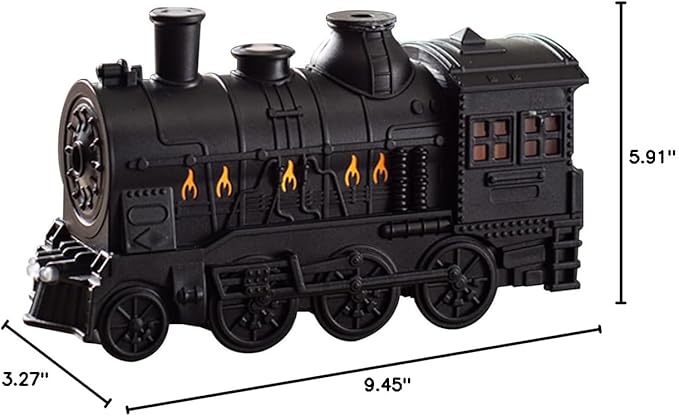 Vintage Steam Train Essential Oil Diffuser 300ml, Retro Train Flame Aromatherapy Humidifier with Dual-Color LED Light, Two Mist Modes, Auto Shut-Off & Quiet Operation, Large Room Diffuser Home Decor