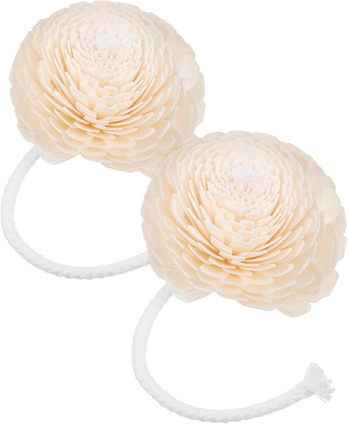 2pcs Flower Aromatherapy Diffuser Replacements with Cotton Rope, Reed Diffuser Flower Heads for Essential Oil Bottle Aromatherapy Decor at Home and Wedding