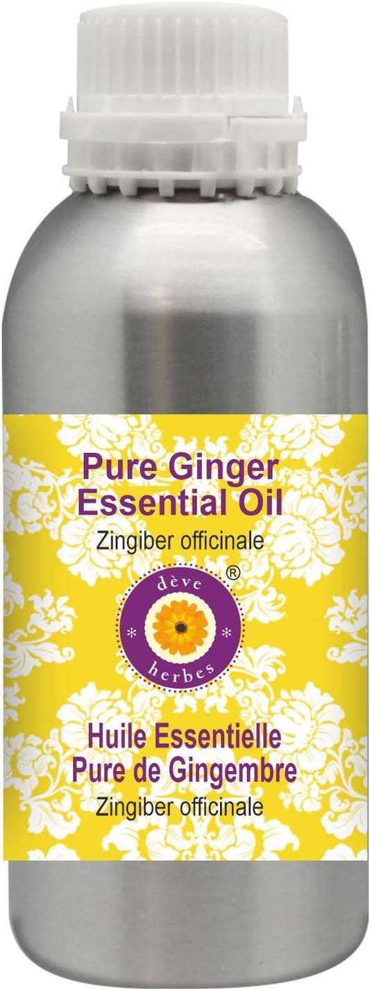 Deve Herbes Pure Ginger Essential Oil (Zingiber officinale) Steam Distilled 630ml (21 oz)