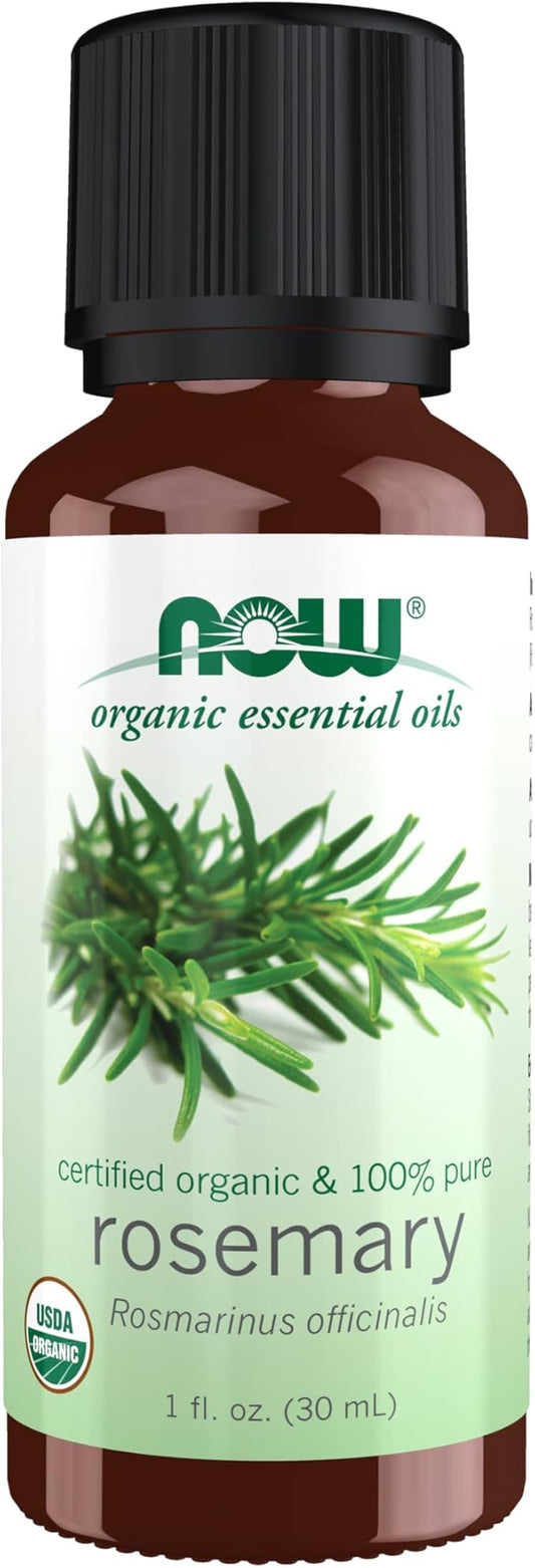 NOW Essential Oils, Organic Rosemary Oil, Purifying Aromatherapy Scent, Steam Distilled, 100% Pure, Vegan, Child Resistant Cap, 1-Ounce