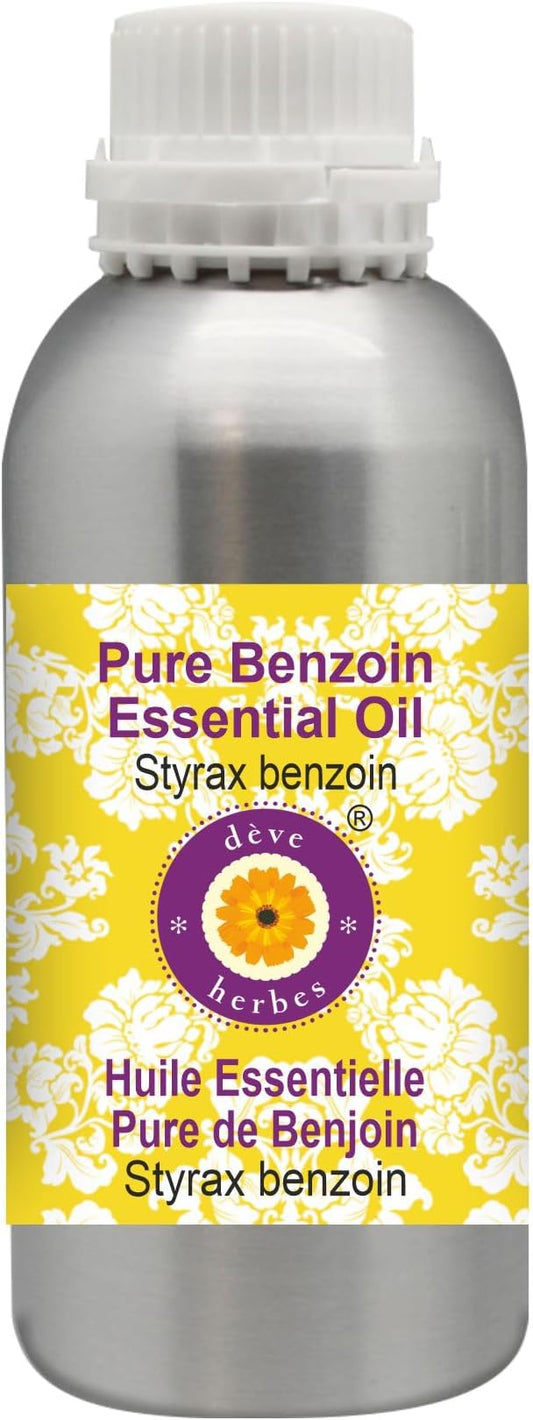 dève herbes Benzoin Essential Oil (Styrax Benzoin) Pure | Viscous Texture | Rich Aroma | Unisex | All Skin Types | for External Use Only | Natural Extract | Steam Distilled 300ml (10 oz)