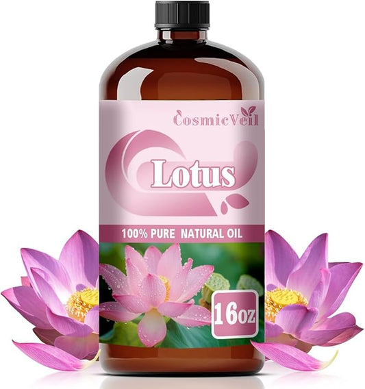 Lotus Essential Oil Lotus Oil for Aroma Diffuser,Humidifier,Home Fragrance,Cleaning,Body Care,Massage,Yoga,DIY Candle,DIY Soap CosmicVeil（Lotus，16 Fl Oz (Pack of 1)）