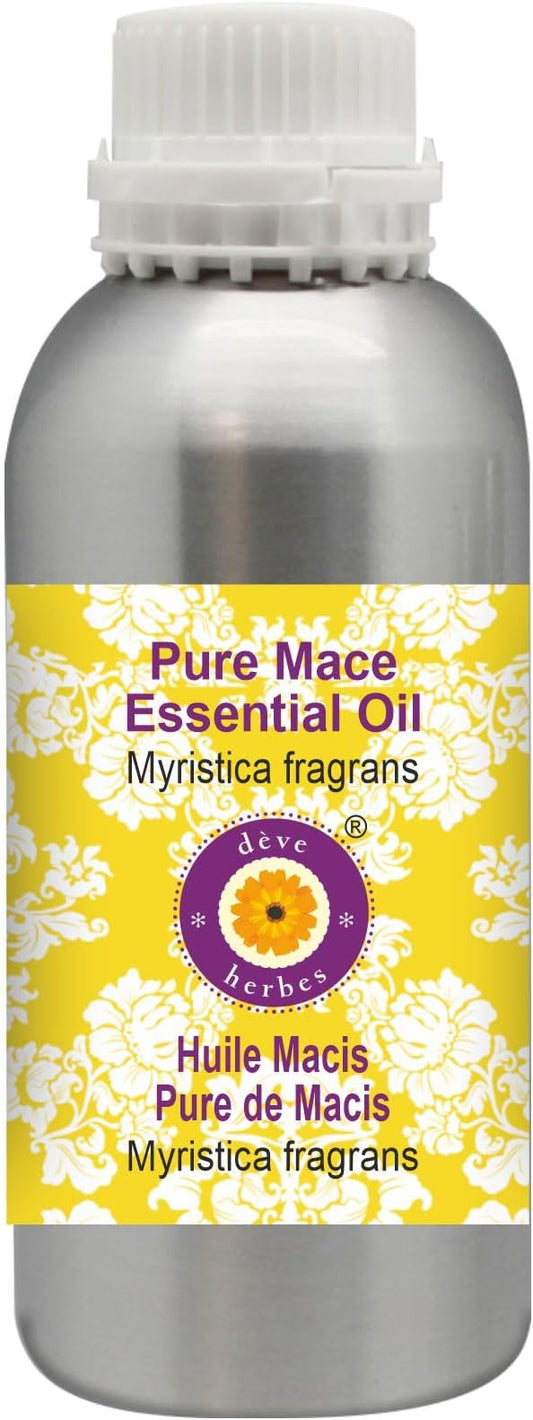 Deve Herbes Pure Mace Essential Oil (Myristica fragrans) Steam Distilled 300ml (10 oz)