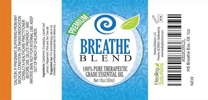 Healing Solutions Breathe Blend Essential Oil Therapeutic Grade – 30ml – Aromatherapy