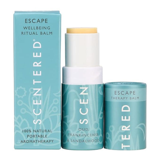 Scentered Aromatherapy Balm Stick - Escape - Natural Calm Essential Oil Roll On - Meditation Aid for Relaxation & Self-Care - Frankincense, Oud, Sandalwood - Mindfulness Gifts for Women