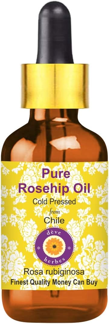 dève herbes Pure Rosehip Oil (Rosa rubiginosa) with Glass Dropper Cold Pressed 5ml (0.16 oz)