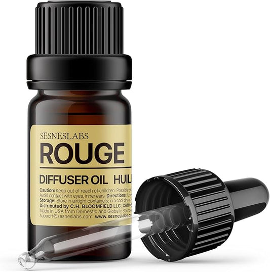 Rouge Diffuser Oil, Ambroxan Molecule-Based Scent, Saffron, Jasmine, Cedarwood Essential Oils Blend for Ultrasonic Diffuser Scent Projects(.33 oz/10 ml)