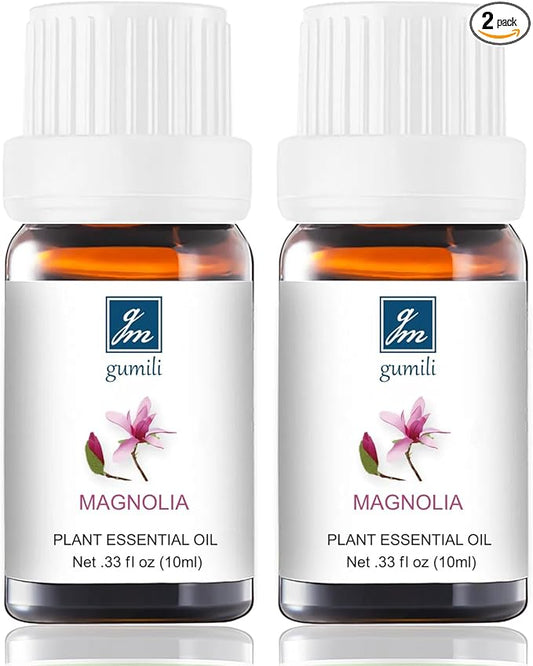 GM Gumili Magnolia Essential Oil - Pure Natural Fragrance for Aromatherapy, Perfume Making, Candles, Soap, Room Spray, Diffuser Blends - Organic, 10mL Undiluted - Pack of 2