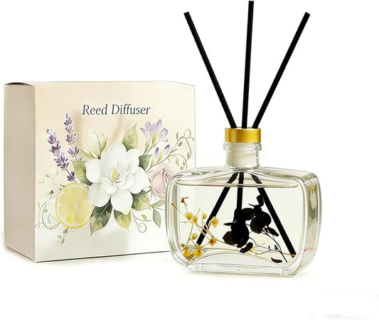 Reed Diffuser, Lavender Scented No Flame Air Freshener for Home, 100ml Long-Lasting Essential Oil Diffuser with Natural Reed Sticks Jasmine, Safe for Bedroom, Office, Bathroom