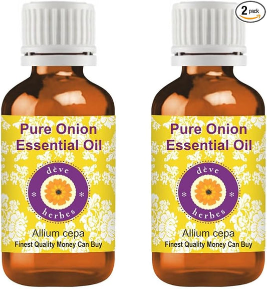 dève herbes Onion Essential Oil (Allium cepa) Pure | Non-Sticky | Non-Greasy | Lightweight | Men & Women | All Skin Types | Steam Distilled 5ml X 2 (0.33 oz)
