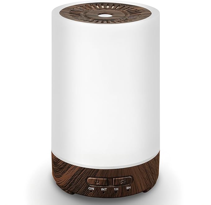 Essential Oil Diffuser, 150ML Small Portable Aromatherapy Diffuser, Home Fragrance Aroma Diffuser with 7-Color LED Light, Ultrasonic Cool Mist Humidifier/Air Revitalizer for Office, Bedroom,Yoga