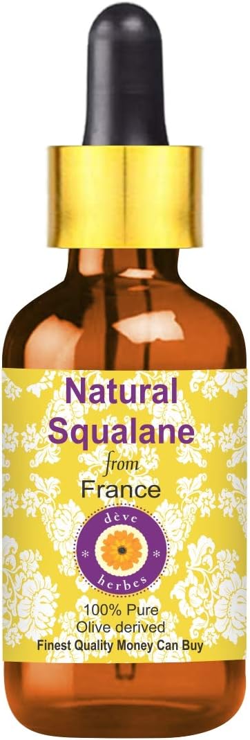 Deve Herbes Natural Squalane Oil (derived from Olives) with Glass Dropper | Infused | Pure | Non-Sticky | Lightweight | For Skin & Hair | Natural | For Men & Women | All Skin Types | 5ml