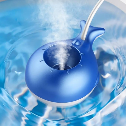 Portable Small Humidifier Dual Nozzle - Large Cool Mist Humidifiers Double Spray Ports, Water Shortage Protection, Ultra-Quiet, Mini Humidifier for Bedroom Plants Office Car Travel (Whale Tankless)