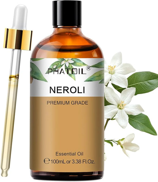 PHATOIL Neroli Essential Oil - Pure Aromatherapy Oil for Natural Skin Care, Home Freshening, DIY Candle & Soap Making 3.38 Fl Oz