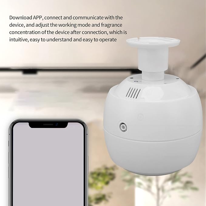 Aromatherapy Essential Oil Diffuser, Ceiling Mounted BT Aromatherapy Humidifier, Electric Scent Diffuser for Home, Hotel Lobby, Large Room (White)