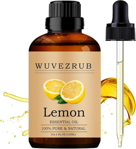 Lemon Essential Oils 120ML, 100% Pure and Natural Essential Oil for Aromatherapy Diffuser - 4 Fl Oz/Lemon