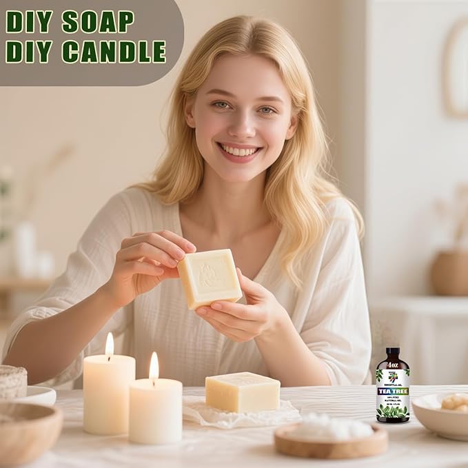 Tea Tree Essential Oil - GV77ZF Tea Tree Oils for Diffusers, Humidifiers, DIY Candles, Soap, Cleaning, Home, Office, Yoga, Massage, Gifts - 4 fl oz (120 ml)