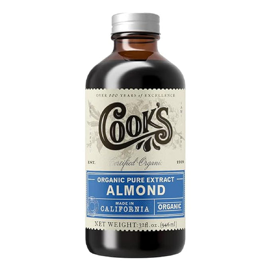 Cook's, Organic Pure Almond Extract, for Baking, Cookies, Cakes, Pastries, Maripan, 32 oz
