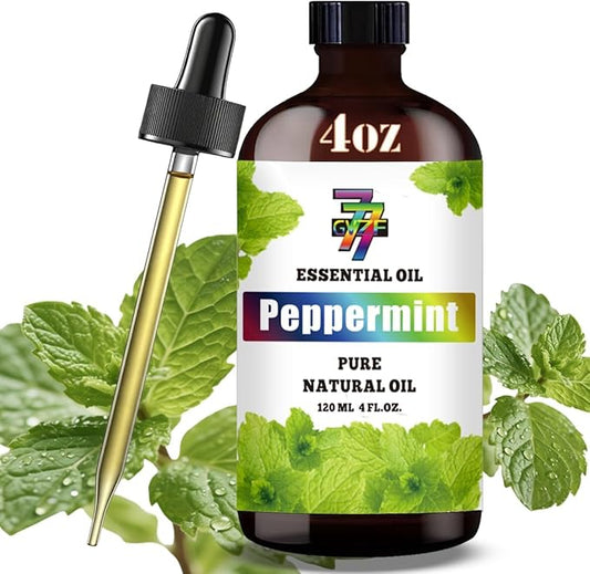 Peppermint Essential Oil - GV77ZF Peppermint Oils for Diffusers, Humidifiers, DIY Candles, Soap, Cleaning, Home, Office, Yoga, Massage, Gifts - 4 fl oz (120 ml)