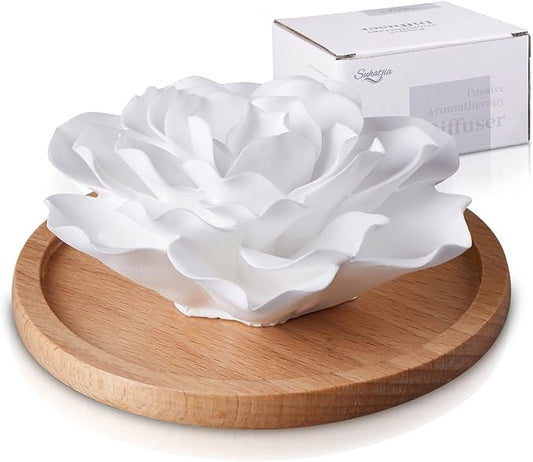Passive Essential Oil Diffuser,Aromatherapy Passive Mini Ceramic Essential Oil Small Diffuser for Desk Office Home Gift (Roses)