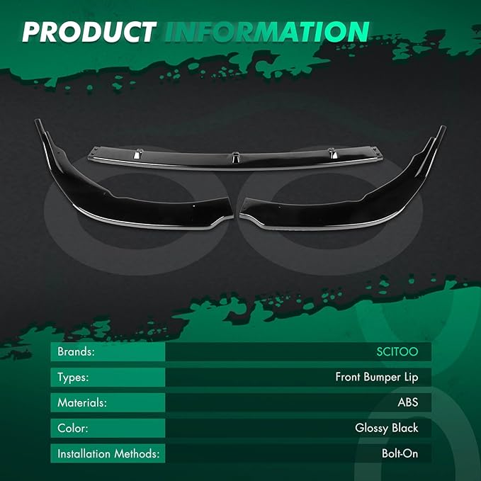 SCITOO Automotive Front Bumper Lip Spoiler Splitter Kits Fits for Toyota Camry 4-Door Sedan 3.5L XLE 2018-2019
