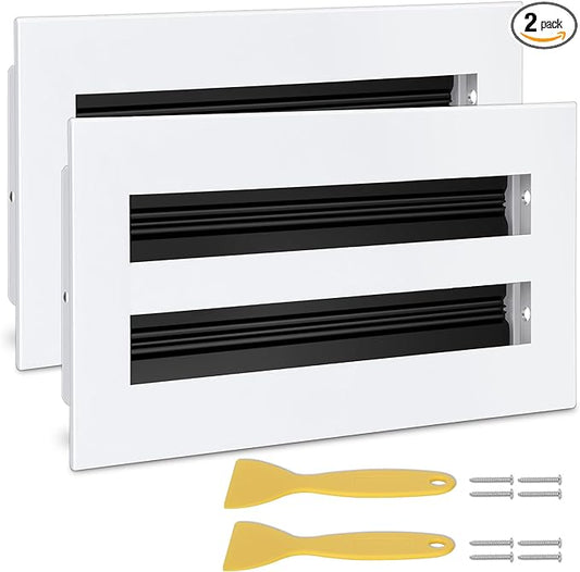 8x4 Modern AC Vent Cover 2Pack (Duct Opening Cutout), Decorative White Air Vent, All Aluminium Standard Linear Slot Diffuser, Low Noise - Register Grille for Ceiling, Walls & Floors