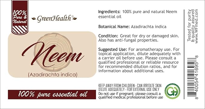 Neem Oil - 128 fl oz (1 Gallon) Plastic Bottle w/Cap - 100% Pure Essential Oil by GreenHealth