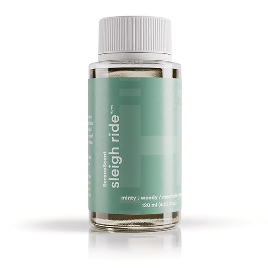Homedics SereneScent Waterless Diffuser Oil Refill — Sleigh Ride (120ml). Clean, Safe & Crisp Clarifying Mint Fragrance. Compatible with SereneScent Diffusers. Easy Twist Plug & Play.
