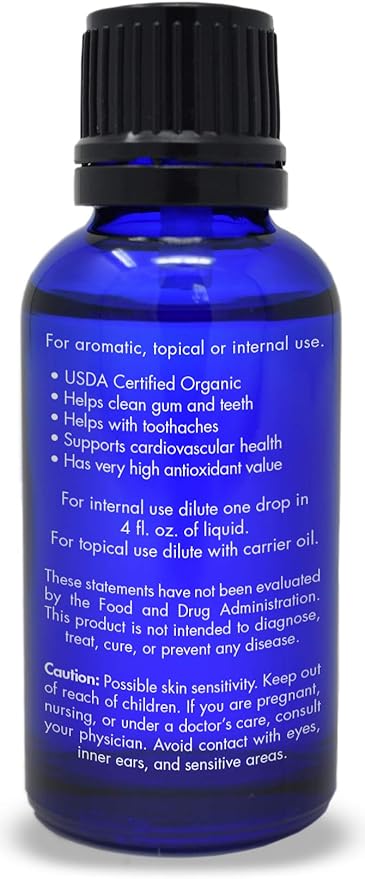 Organic, Clove Oil, Food Grade, for Teeth and Gums, Tooth Aches – 100% Pure, Clove, Bud, Essential, Oil, by Zongle Therapeutics, 1 OZ