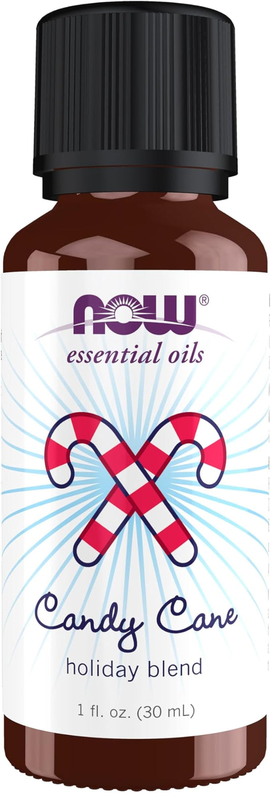 NOW Essential Oils, Candy Cane Oil Blend, Refreshing and Invigorating with a Sweet and Minty Scent, Steam Distilled and CO2 Extracted, 1-Ounce