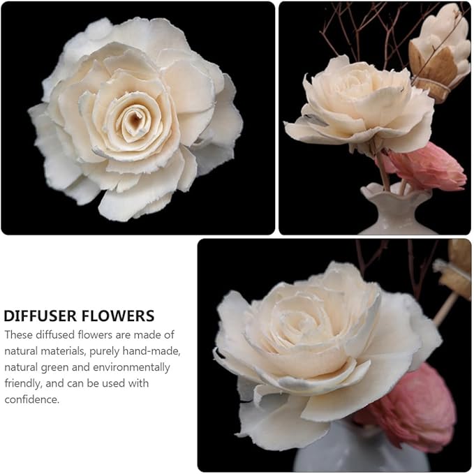 HOMSFOU Fire-Free Aromatherapy Reed Diffuser Flowers, 6pcs Natural Peony Scented Rattan Sticks, 4.5cm Hole for Home Fragrance and Essential Oil Diffusers