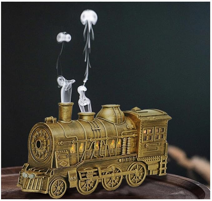 Train Humidifier - 300ml Capacity, Retro Train Essential Oil Diffuser with 2/8 Hours Timing Function, Dual Mist Outlets, Train Diffuser Cool Mist for Home Decor, Relaxation & Gifts (White)
