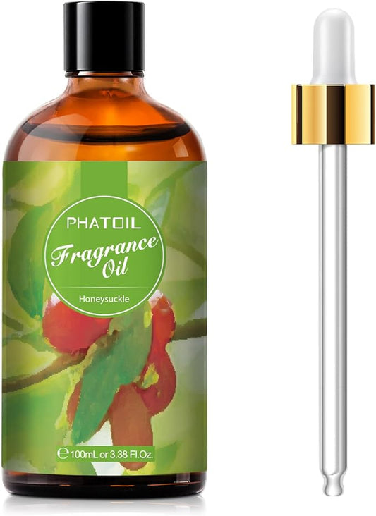 PHATOIL 3.38FL.OZ Honeysuckle Fragrance Oils for Aromatherapy, Essential Oils for Diffusers for Home, Perfect for Diffuser, DIY Candle and Soap Making, DIY Scented Products - 100ml