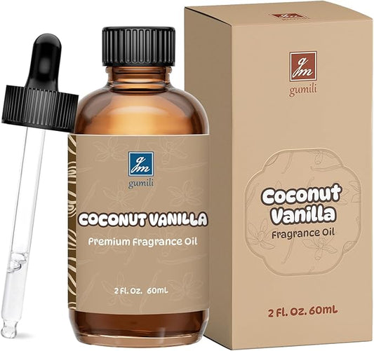 GM Gumili Coconut Vanilla Fragrance Oil 2 Oz, Natural Scent Oil for Home Essential Oils Diffuser, Candle Making, Soap Making, DIY Body Oils, Perfume, Body Mist, Spray