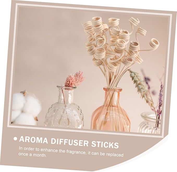 Ipetboom Rattan Aroma Diffuser Sticks Natural Wood Color Reeds for Home Air Purification and Fragrance Decorative Aromatherapy Replacement for Essential Oil Diffusers